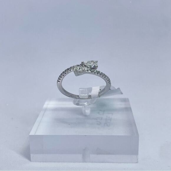 Moissanite Diamond Band Pear Cut Ring 925 18K GRA Size 7 - Picture 7 of 8